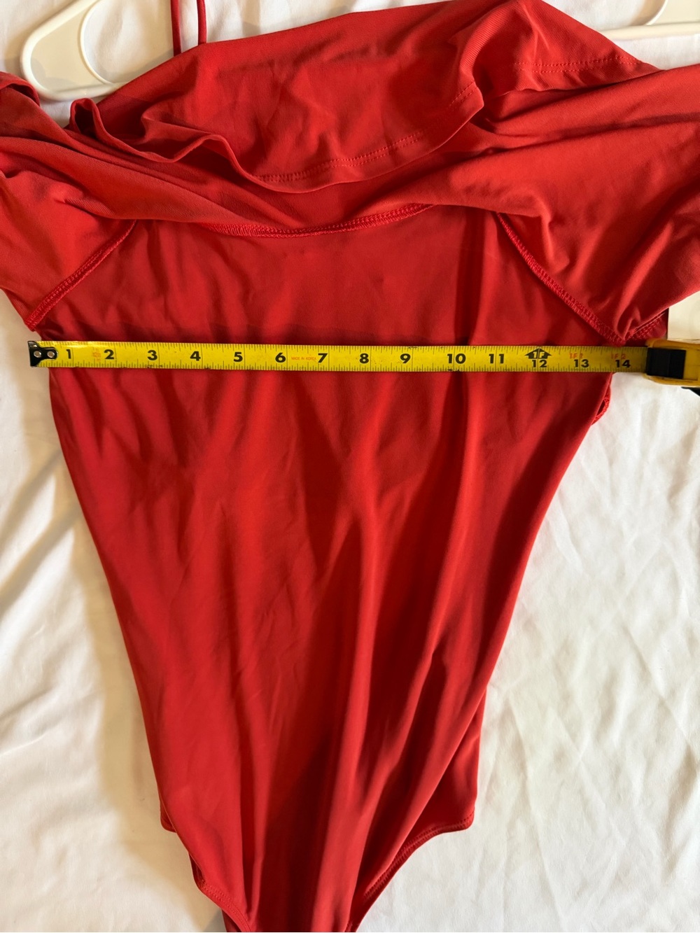 Red  Ruffle One-Piece Tank Bodysuit - Picture 4 of 4
